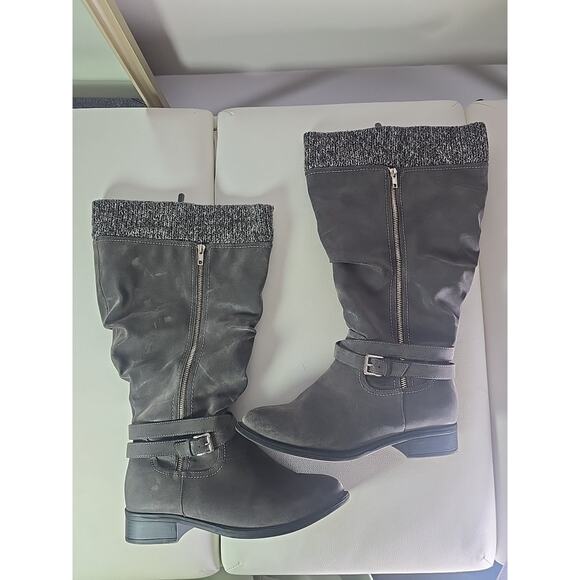 NEW Torrid Extra Wide Calf Sweater Knee Boots Grey Oil Suede Womens Size 10WW 10 - Picture 1 of 8